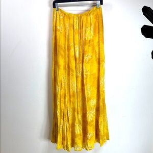 (R9) Carole Little 80s Vintage Yellow Floral Maxi Skirt, Size 12, Made in USA